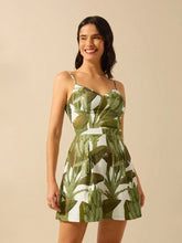 CAJUNI Women's Boho Colorful Banana Tree Printed Jumpsuit, Casual Resort Sleeveless Shorts Romper For Summer